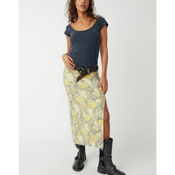 Free People Yellow and Gray Midi Skirt - Picture 6 of 11